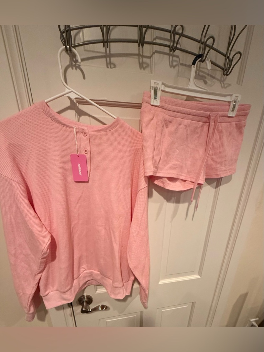 NWT Edikted Pink Waffle Knit Lounge Set - Top & Shorts Small